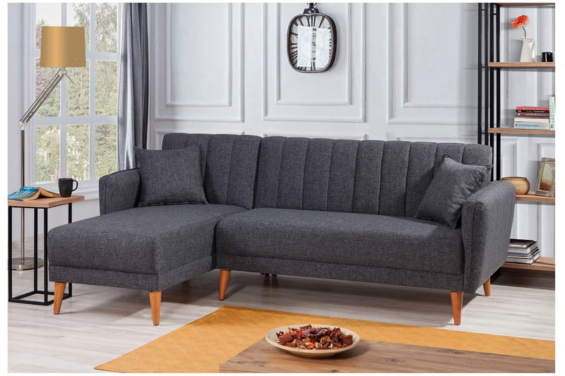 Bäddsoffa med Divan Banize Vänster - Mörkgrå/Natur - Möbler - Soffa - Bäddsoffa - Bäddsoffa divan