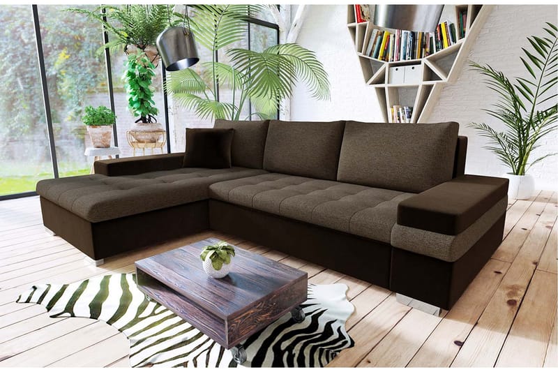 Bäddsoffa med divan - Brun - Möbler - Soffa - Bäddsoffa - Bäddsoffa divan