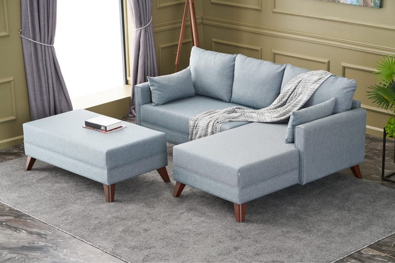 Bäddsoffa med Divan Burundi Höger - Blå/Brun - Möbler - Soffa - Bäddsoffa - Bäddsoffa divan
