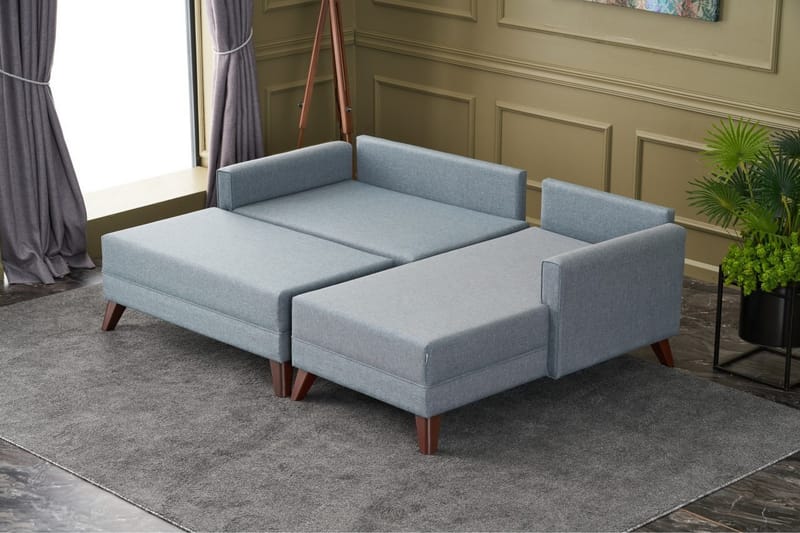Bäddsoffa med Divan Burundi Höger - Blå/Brun - Möbler - Soffa - Bäddsoffa - Bäddsoffa divan