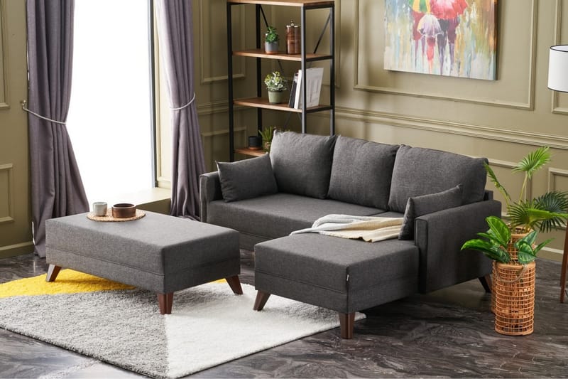 Bäddsoffa med Divan Burundi Mini Höger - Antracit/Brun - Möbler - Soffa - Bäddsoffa - Bäddsoffa divan