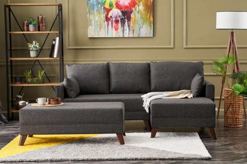 Bäddsoffa med Divan Burundi Mini Höger - Antracit/Brun - Möbler - Soffa - Bäddsoffa - Bäddsoffa divan