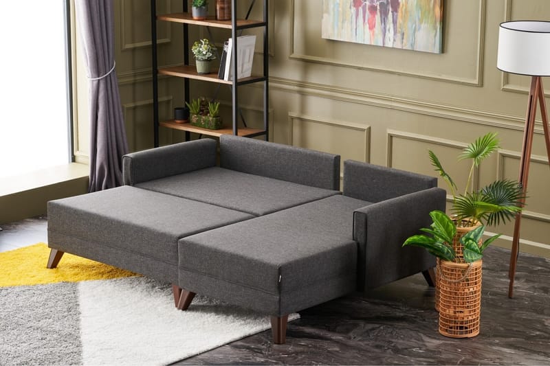 Bäddsoffa med Divan Burundi Mini Höger - Antracit/Brun - Möbler - Soffa - Bäddsoffa - Bäddsoffa divan