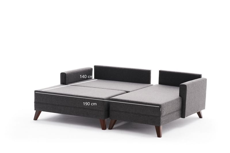 Bäddsoffa med Divan Burundi Mini Höger - Antracit/Brun - Bäddsoffa divan