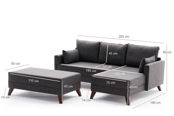 Bäddsoffa med Divan Burundi Mini Höger - Antracit/Brun - Möbler - Soffa - Bäddsoffa - Bäddsoffa divan