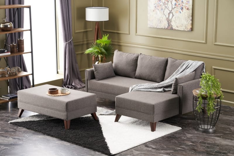 Bäddsoffa med Divan Burundi Mini Höger - Brun - Bäddsoffa divan