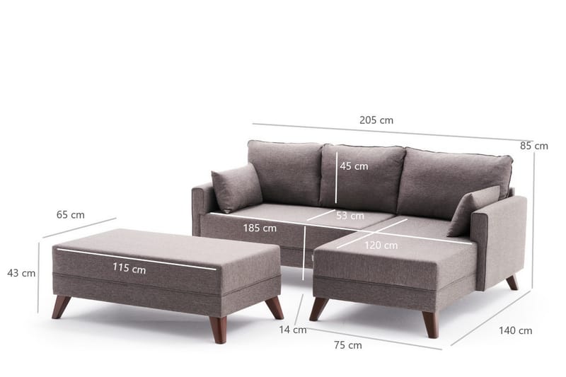 Bäddsoffa med Divan Burundi Mini Höger - Brun - Möbler - Soffa - Bäddsoffa - Bäddsoffa divan