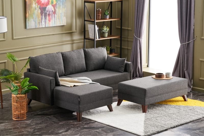 Bäddsoffa med Divan Burundi Mini Vänster - Antracit/Brun - Möbler - Soffa - Bäddsoffa - Bäddsoffa divan