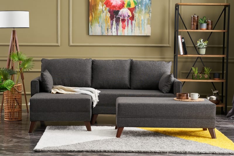 Bäddsoffa med Divan Burundi Mini Vänster - Antracit/Brun - Möbler - Soffa - Bäddsoffa - Bäddsoffa divan