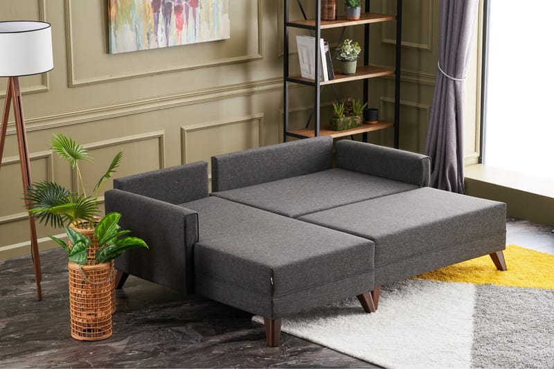 Bäddsoffa med Divan Burundi Mini Vänster - Antracit/Brun - Möbler - Soffa - Bäddsoffa - Bäddsoffa divan