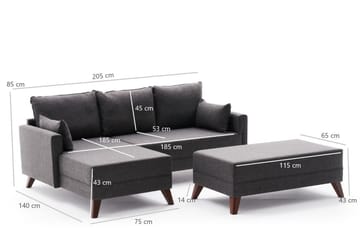 Bäddsoffa med Divan Burundi Mini Vänster - Antracit/Brun - Möbler - Soffa - Bäddsoffa - Bäddsoffa divan