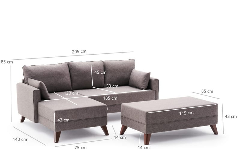 Bäddsoffa med Divan Burundi Mini Vänster - Brun - Möbler - Soffa - Bäddsoffa - Bäddsoffa divan