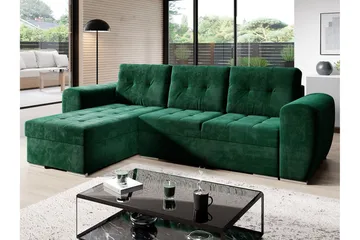 Bäddsoffa med divan - Grön - Möbler - Soffa - Bäddsoffa - Bäddsoffa divan