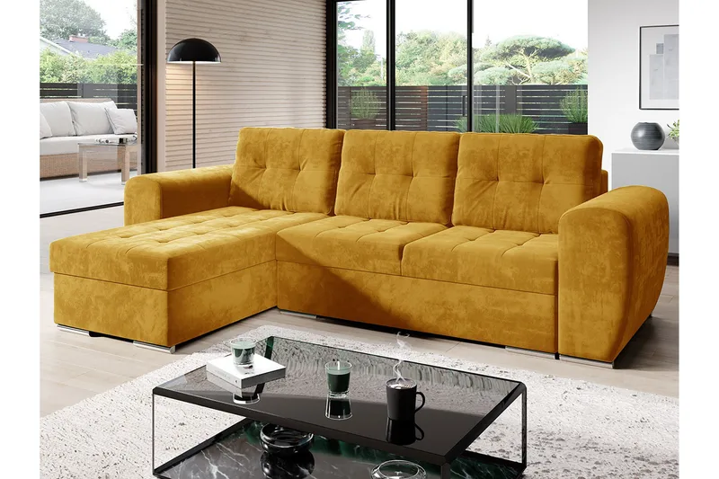 Bäddsoffa med divan - Gul - Möbler - Soffa - Bäddsoffa - Bäddsoffa divan