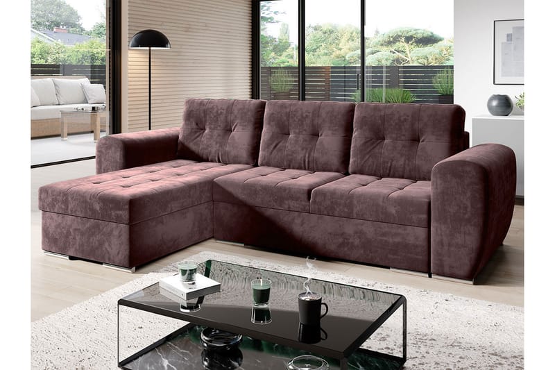 Bäddsoffa med divan - Lila - Möbler - Soffa - Bäddsoffa - Bäddsoffa divan