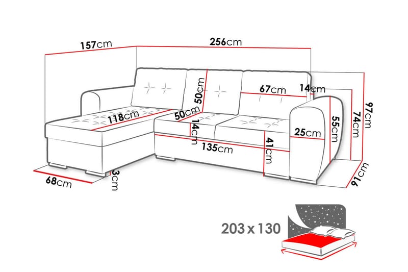Bäddsoffa med divan - Svart - Möbler - Soffa - Bäddsoffa - Bäddsoffa divan