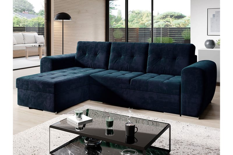 Bäddsoffa med divan - Svart - Möbler - Soffa - Bäddsoffa - Bäddsoffa divan