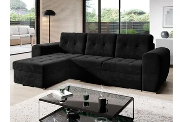 Bäddsoffa med divan - Svart - Möbler - Soffa - Bäddsoffa - Bäddsoffa divan