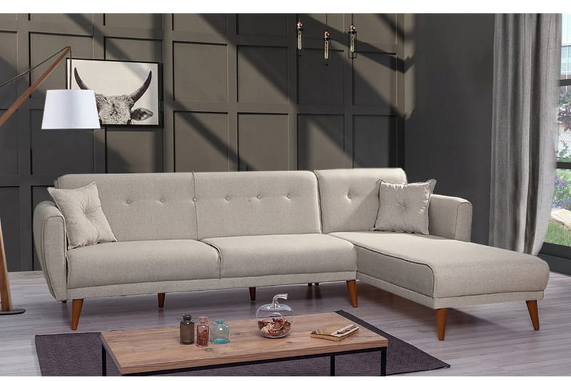 Bäddsoffa Tufford med Divan Höger - Vit - Möbler - Soffa - Bäddsoffa - Bäddsoffa divan