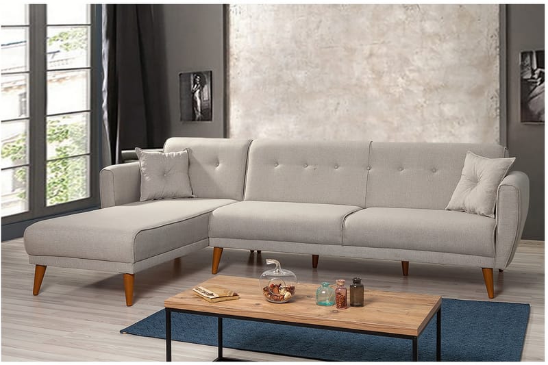 Bäddsoffa Tufford med Divan Höger - Vit - Möbler - Soffa - Bäddsoffa - Bäddsoffa divan