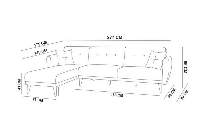 Bäddsoffa Tufford med Divan Höger - Vit - Möbler - Soffa - Bäddsoffa - Bäddsoffa divan