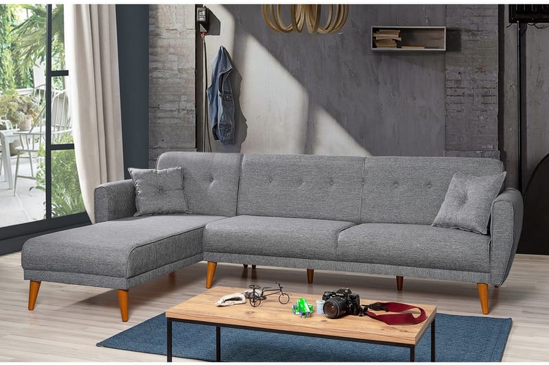 Bäddsoffa Tufford med Divan Vänster - Grå - Möbler - Soffa - Bäddsoffa - Bäddsoffa divan