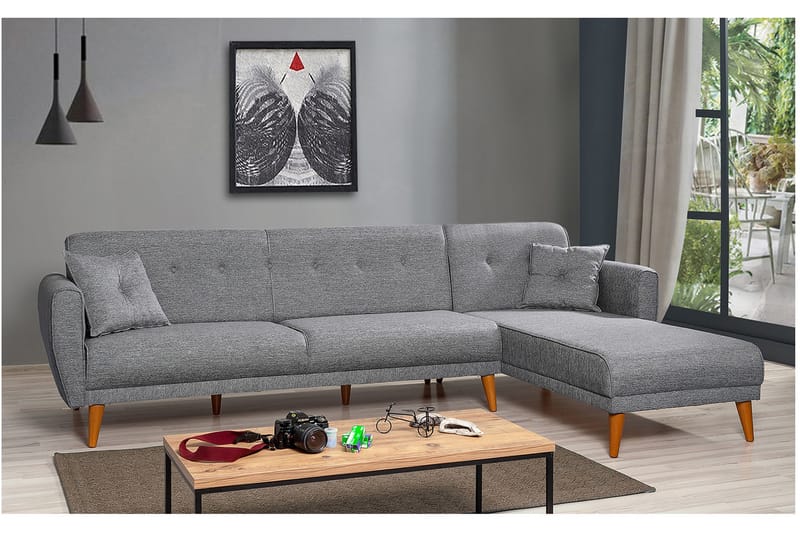 Bäddsoffa Tufford med Divan Vänster - Grå - Möbler - Soffa - Bäddsoffa - Bäddsoffa divan