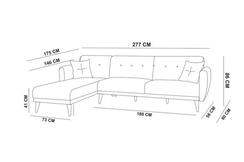 Bäddsoffa Tufford med Divan Vänster - Grå - Möbler - Soffa - Bäddsoffa - Bäddsoffa divan