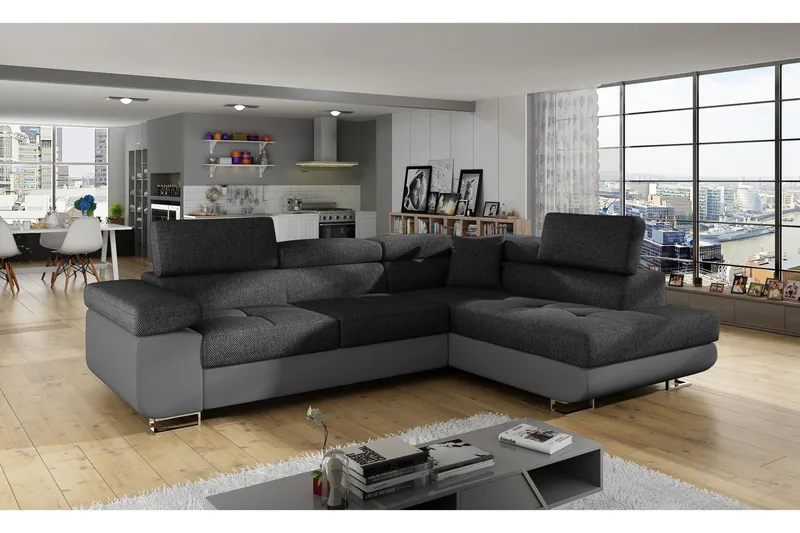 Bobis Bäddsoffa med Schäslong Höger, Grå