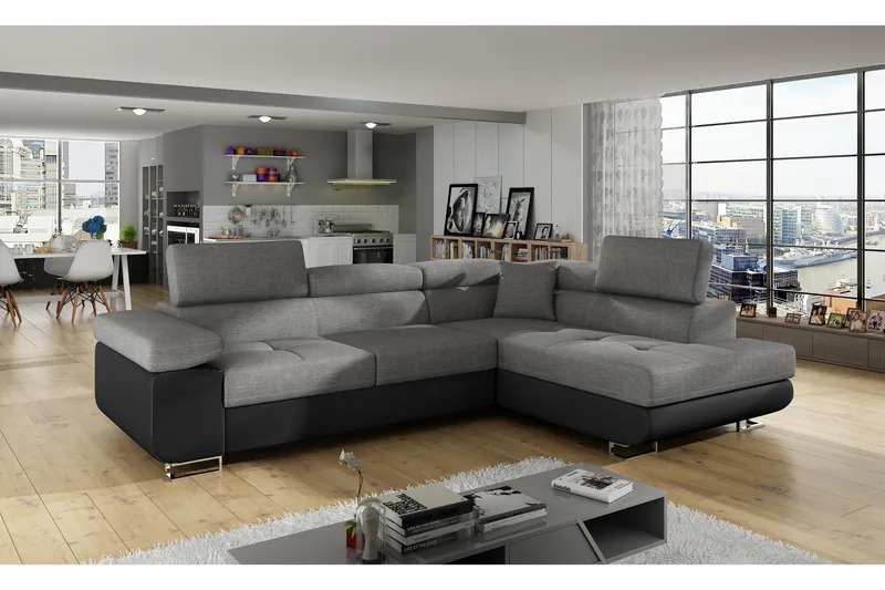 Bobis Bäddsoffa med Schäslong Höger - Grå/Svart - Möbler - Soffa - Bäddsoffa - Bäddsoffa divan