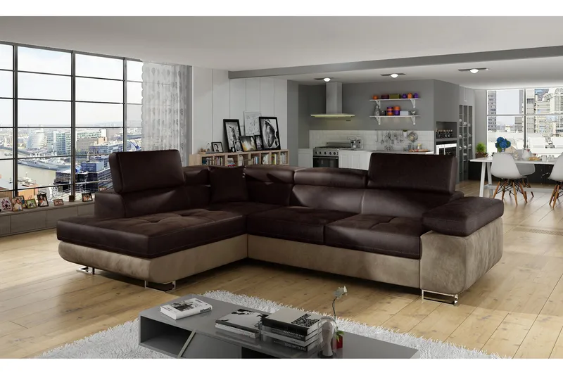 Bobis Bäddsoffa med Schäslong Vänster, Brun