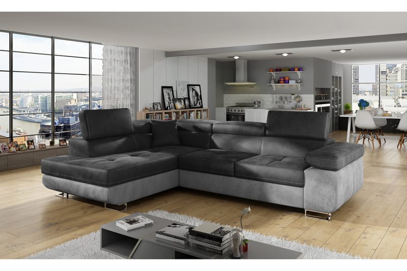 Bobis Bäddsoffa med Schäslong Vänster - Grå - Möbler - Soffa - Bäddsoffa - Bäddsoffa divan