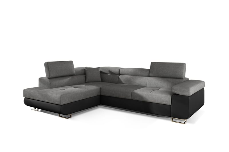 Bobis Bäddsoffa med Schäslong Vänster - Grå/Svart - Möbler - Soffa - Bäddsoffa - Bäddsoffa divan