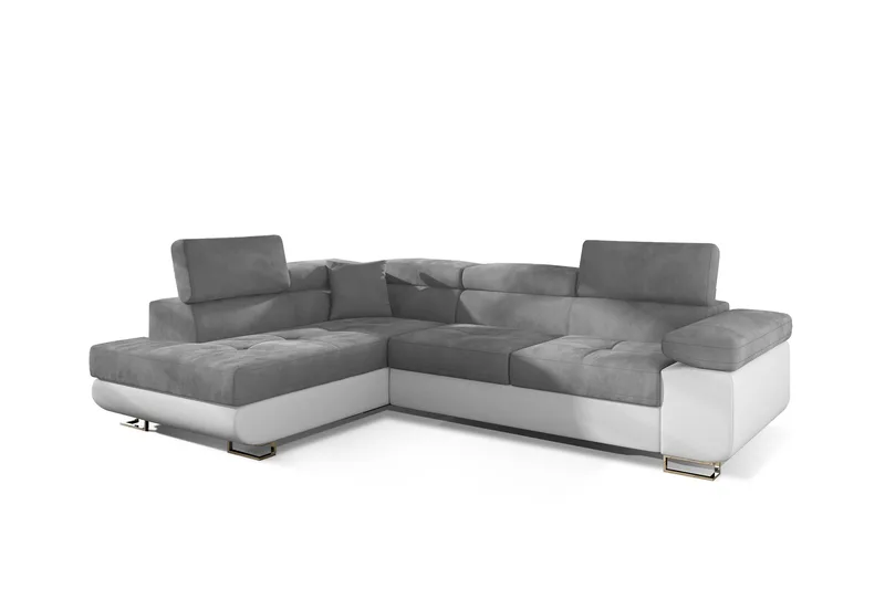 Bobis Bäddsoffa med Schäslong Vänster - Grå/Vit - Möbler - Soffa - Bäddsoffa - Bäddsoffa divan