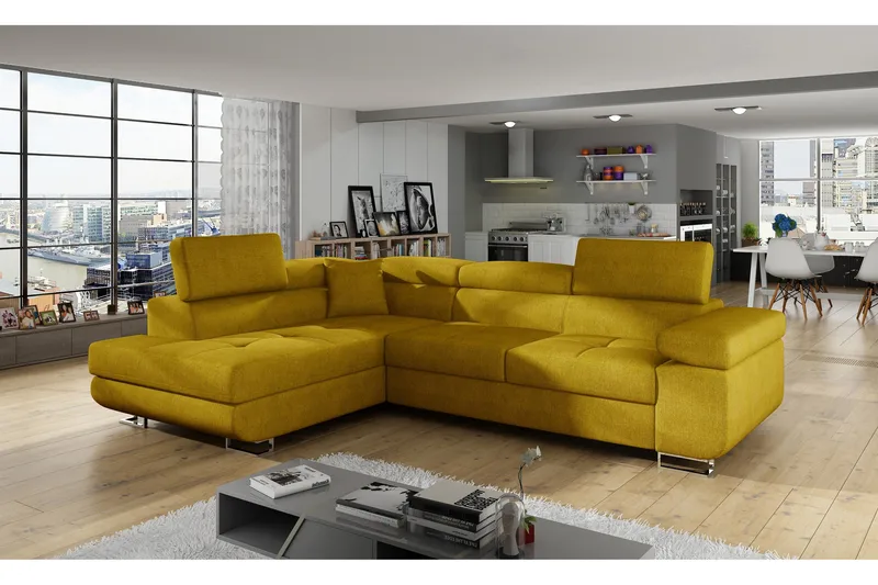 Bobis Bäddsoffa med Schäslong Vänster, Gul