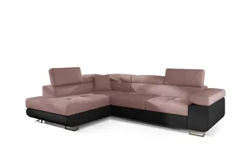 Bobis Bäddsoffa med Schäslong Vänster - Rosa/Svart - Möbler - Soffa - Bäddsoffa - Bäddsoffa divan