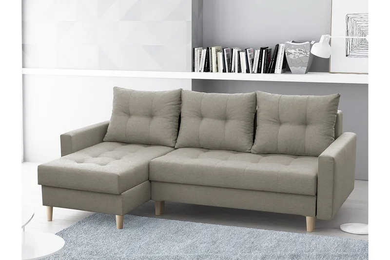 Bodo Divanbäddsoffa 222x140x90 cm - Beige/Grå - Möbler - Soffa - Bäddsoffa - Bäddsoffa divan