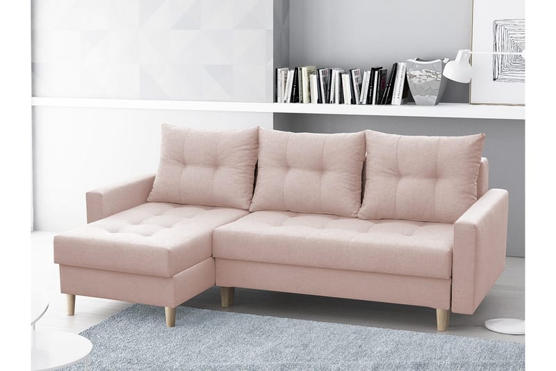 Bodo Divanbäddsoffa 222x140x90 cm - Rosa - Möbler - Soffa - Bäddsoffa - Bäddsoffa divan