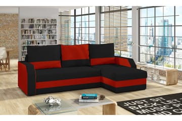 Candra Bäddsoffa med Divan - Svart/Röd - Möbler - Soffa - Bäddsoffa - Bäddsoffa divan