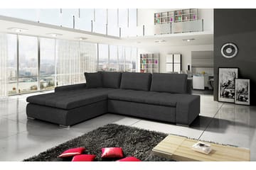 Cerys Bäddbar Hörnsoffa Universal 140x252 cm med Förvaring i Tyg - Grå - Möbler - Soffa - Bäddsoffa - Bäddsoffa divan