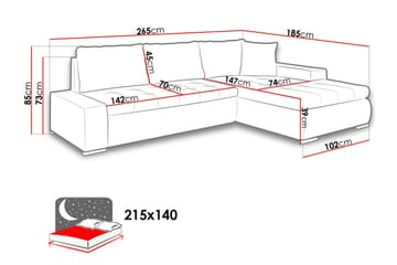 Cerys Divanbäddsoffa 265x185x85 cm Universal - Svart - Möbler - Soffa - Bäddsoffa - Bäddsoffa divan