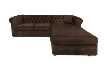 Chesterfield Kristin Bäddsoffa m. Divan - Vintage Brun - Möbler - Soffa - Bäddsoffa - Bäddsoffa divan