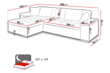 Chilor 4-sits Bäddsoffa - Grå - Möbler - Soffa - Bäddsoffa - Bäddsoffa divan