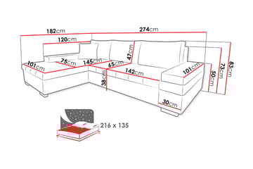 Consuelo mini hörnsoffa - Rosa/Grå - Möbler - Soffa - Bäddsoffa - Bäddsoffa divan