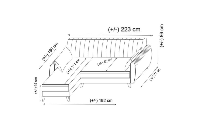Dalima Bäddsoffa m. Divan 3-sits - Ljusgrå - Möbler - Soffa - Bäddsoffa - Bäddsoffa divan