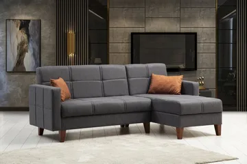 Darcia Bäddsoffa m. Divan 3-sits - Mörkgrå - Möbler - Soffa - Bäddsoffa - Bäddsoffa divan
