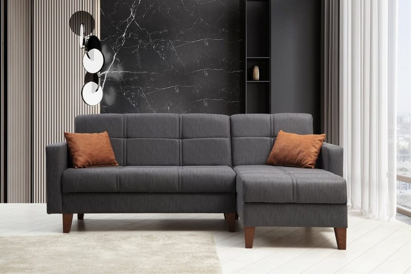 Darcia Bäddsoffa m. Divan 3-sits - Mörkgrå - Möbler - Soffa - Bäddsoffa - Bäddsoffa divan