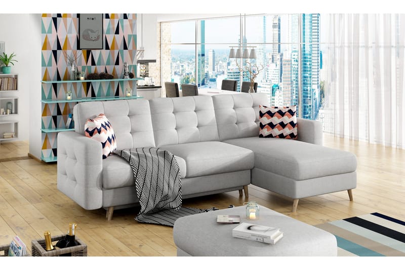 Deadra Bäddsoffa med Divan - Grå - Möbler - Soffa - Bäddsoffa - Bäddsoffa divan