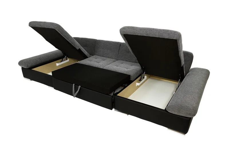 Dewitt 6-sits Hörnsoffa med Divan och Schäslong i Sammet - Vit|Grå - Möbler - Soffa - Bäddsoffa - Bäddsoffa divan