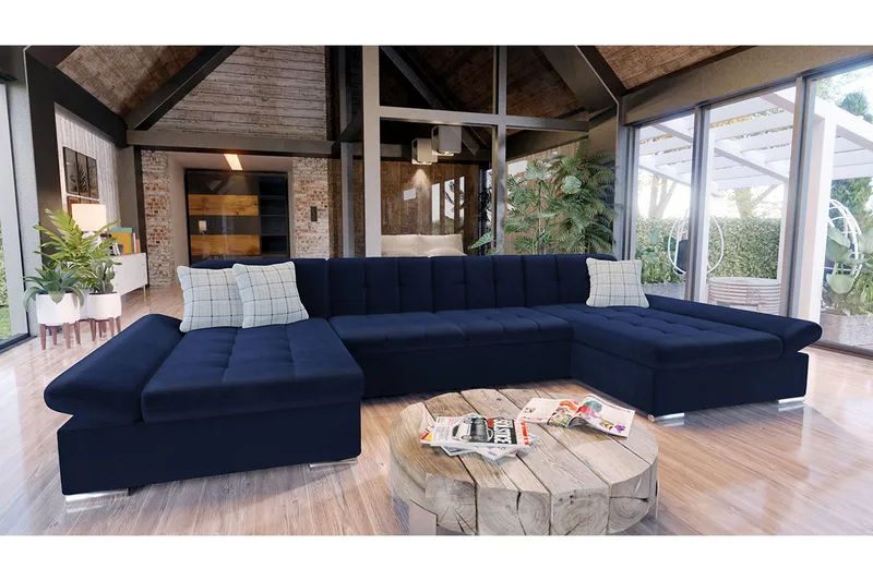 Dewitt 6-sits Hörnsoffa med Divan och Schäslong i Sammet - Vit|Grå - Möbler - Soffa - Bäddsoffa - Bäddsoffa divan